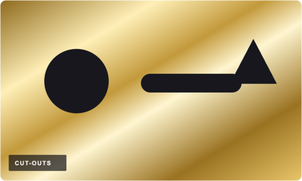 Illustration of circular, slot, and triangle cut-outs in a gold-colored plate; explanatory craft artwork, not a sample photograph.