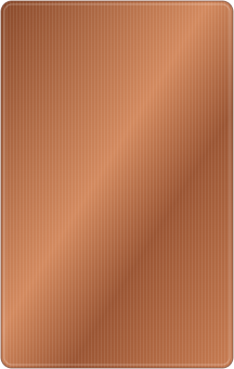 Illustrated brushed copper metal-card finish; on-screen reference, not a sample photograph.